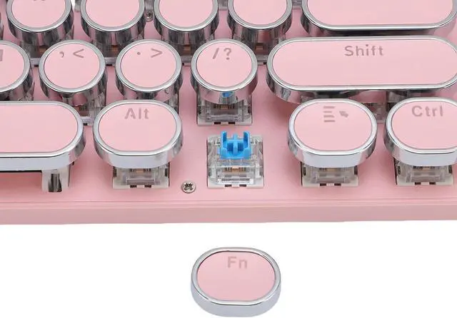 Alt view image 7 of 7 - Gaming Keyboard, 87 Key Mechanical Keyboard with Blue Switch RGB Backlit Round Hat Keycaps USB Plug and Play Water Prevent for Desktop PC and Gaming (Rosy)