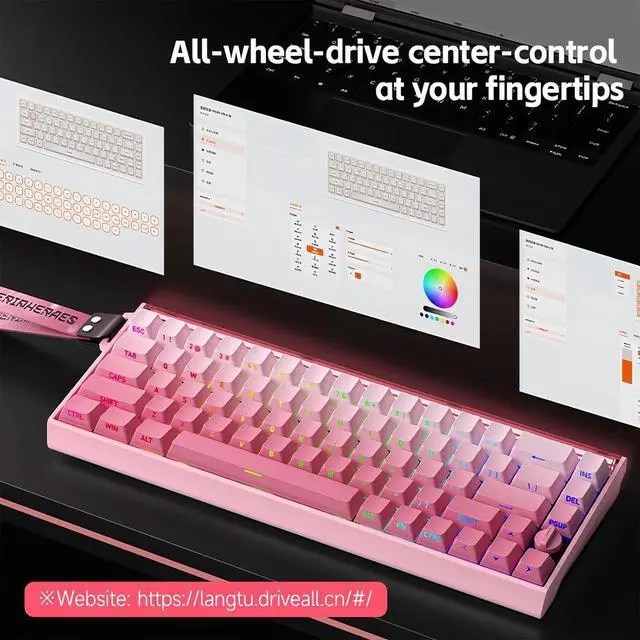 Alt view image 5 of 7 - BOOM68 Magnetic Switch RGB Gaming Keyboard,65% Rapid Trigger Hall Effect Gasket Hot Swap Wired Keyboard with Adjustable Actuation Light Box Mini Knob Snap Tap,8K Hz Polling Rate (Pink)