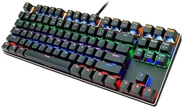 Main image of Mechanical Gaming Keyboard, Compact 87-Key Mechanical Computer Keyboard Blue Equivalent Switch for Windows PC Gamers (Black RED LED Backlight)