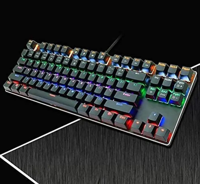 Alt view image 3 of 7 - Mechanical Gaming Keyboard, Compact 87-Key Mechanical Computer Keyboard Blue Equivalent Switch for Windows PC Gamers (Black RED LED Backlight)
