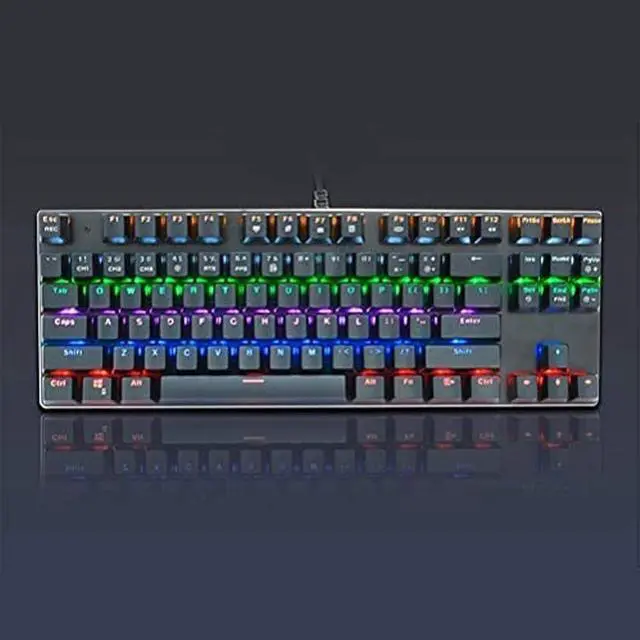 Alt view image 5 of 7 - Mechanical Gaming Keyboard, Compact 87-Key Mechanical Computer Keyboard Blue Equivalent Switch for Windows PC Gamers (Black RED LED Backlight)