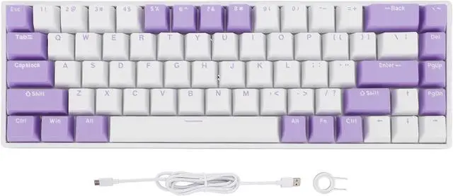 Alt view image 6 of 7 - Yunir 68 Keys Mechanical Keyboard,60% Blue Switch Hot Swap N Key Rollover Mechanical Keyboard,USB C Wired Keyboard for 2000 ME 7 8 10 for HarmonyOS