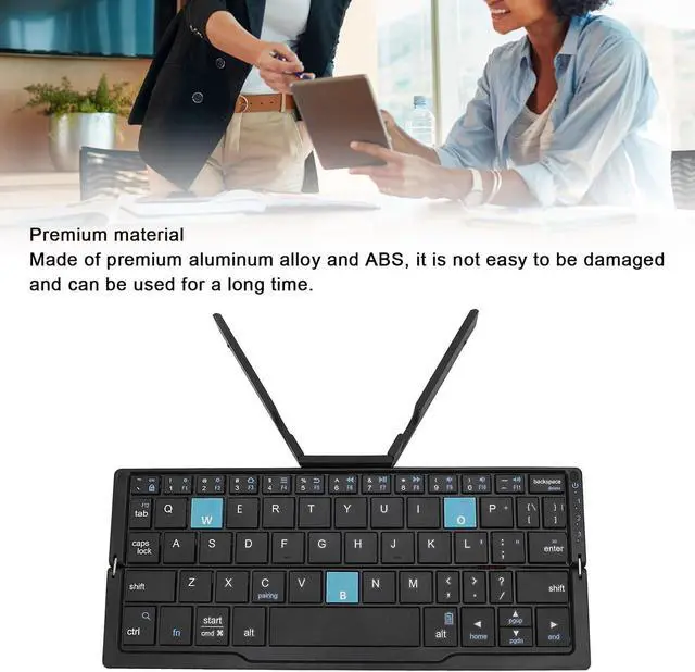 Alt view image 3 of 7 - Compact Folding Keyboard, Portable BT Keyboard, Rechargeable Folding Keyboard for Android Tablet Phone Laptop (Black Gray)