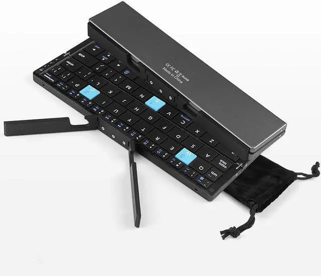 Alt view image 7 of 7 - Compact Folding Keyboard, Portable BT Keyboard, Rechargeable Folding Keyboard for Android Tablet Phone Laptop (Black Gray)