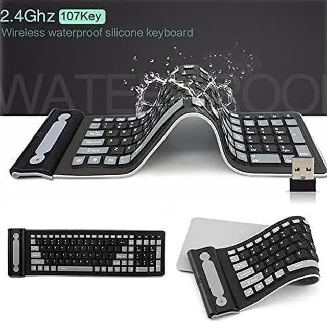 Alt view image 3 of 5 - Foldable Silicone Wireless Keyboard 2.4G USB Flexible Waterproof Slim Keyboard Universal Silent Roll Up Keypad for PC LaptopEasy to Carry,