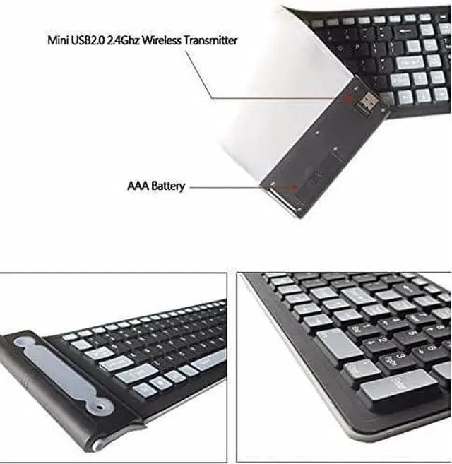 Alt view image 4 of 5 - Foldable Silicone Wireless Keyboard 2.4G USB Flexible Waterproof Slim Keyboard Universal Silent Roll Up Keypad for PC LaptopEasy to Carry,