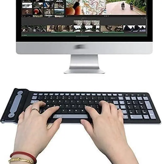 Alt view image 5 of 5 - Foldable Silicone Wireless Keyboard 2.4G USB Flexible Waterproof Slim Keyboard Universal Silent Roll Up Keypad for PC LaptopEasy to Carry,