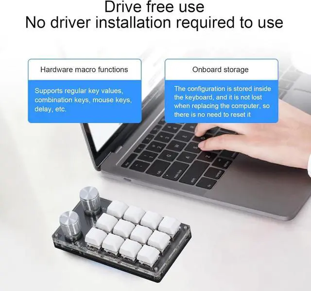 Alt view image 5 of 7 - Leapiture 12 Key Knob Keyboard Programmable USB Keyboard Red Switch Mechanical Keypad Versatile PC Accessories DC 5V 1A