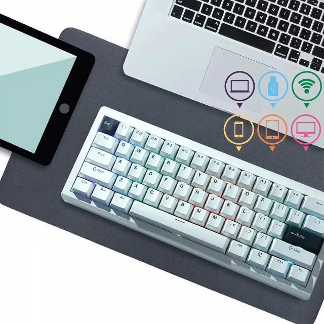 Alt view image 6 of 7 - GMK61 60% Mechanical Keyboard,Triple Mode BT5.0/Wired/2.4GHz Wireless Keyboard with PBT Keycaps RGB Programmable Hot Swap Linear Switch,61 Keys Gasket-Mounted NKRO Gaming Keypad for Win/Mac (Black)