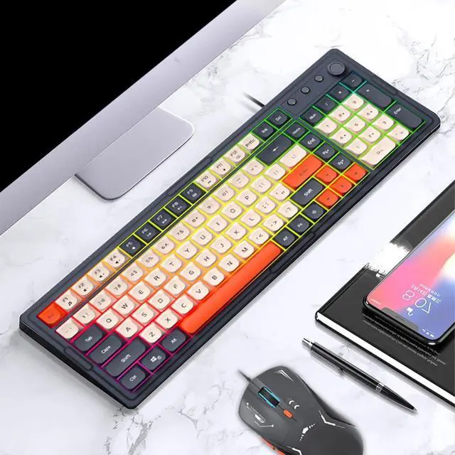 Alt view image 2 of 7 - RALIYATX Wire Keyboard Set With Quiet Key Spill Resistant Designs Ergonomic Keyboard For Offices Home Plugs And Play