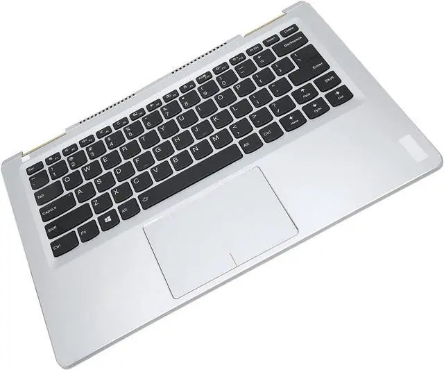 Alt view image 3 of 7 - Durable Laptop Palmrest Keyboard for Yoga 710 14 Series, Silver Case with Black Keys, Quick Response and Backlit Function for Enhanced Night Use