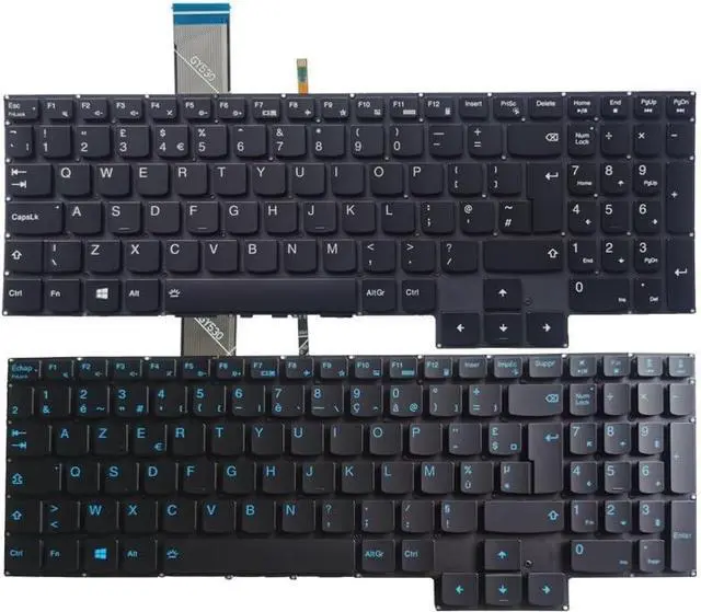 Alt view image 2 of 5 - OEM UK/French/Spanish Backlit Laptop Keyboard for - IdeaPad Gaming 3-15IMH05, 15ARH05, 15ACH, GY530, GY550, GY570 - Black/Blue Design Accessories(Blue FR)