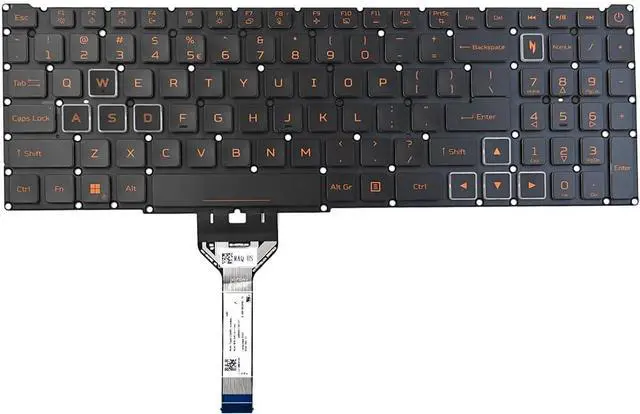 Main image of KGIGIBE Replacement Backlit Keyboard for Acer Nitro V 16 ANV16-41 ANV16-71 N24C4 Laptop Keyboard US Black with Amber Backlit Without Frame