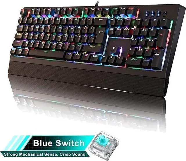 Alt view image 2 of 6 - Gaming Keyboard Mechanical Gaming Keyboard, 104 Keys with RGB Backlit, Support Game Macro Programming, for Desktop/Computer/Notebook