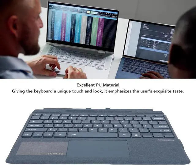 Alt view image 3 of 7 - CHEOTIME Wireless 7 Color Backlit Multimedia Keyboard, Bluetooth Wireless Touchpad Keyboard PU Leather and ABS Materials Designed for Pro Series Tablets (Blue)