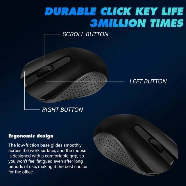 Alt view image 3 of 6 - GEMLORD 32 Pcs Wired USB Computer Mouse Bulk Corded Computer Mice Ergonomic Wired Mouse for PC, Desktop, Laptop Computer, Office, School, Home (Black)