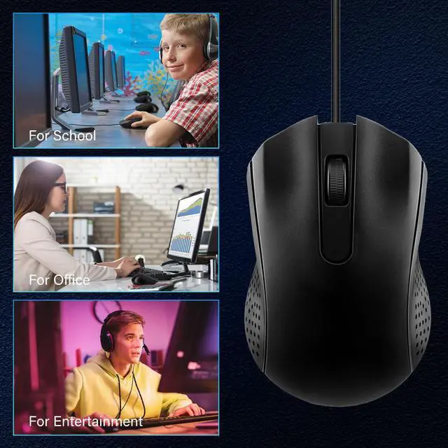 Alt view image 6 of 6 - GEMLORD 32 Pcs Wired USB Computer Mouse Bulk Corded Computer Mice Ergonomic Wired Mouse for PC, Desktop, Laptop Computer, Office, School, Home (Black)