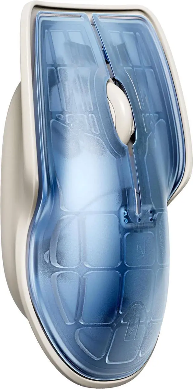 Main image of LUNAR ARTEFACTS Ambidextrous Rechargeable Bluetooth Wireless Computer Mouse Blue Translucent with White Powder Coated Aluminum, USB-C