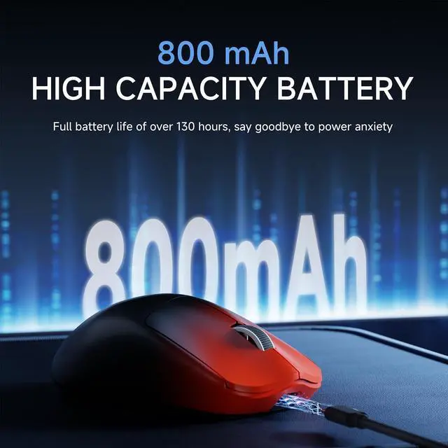 Alt view image 3 of 7 - EWEADN X23Pro Wireless Gaming Mouse, 2.4G/BT5.0/USB-C Esports Gaming Mouse, 49g Lightweight Mouse Gaming, 12000 DPI Wireless Mouse with 6 Programmable Buttons, for Laptop/PC/Mac, Black-red