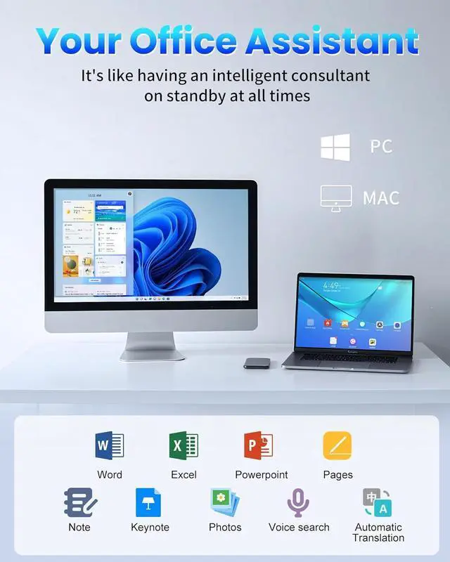 Alt view image 3 of 7 - 2025 AI Mouse, Bluetooth Wireless Mouse with Voice Input Search, Voice and Word Translation, Form Document Output, Code Generation, AI Writing, AI Drawing, Rechargeable, for Windows, macOS(Pink)