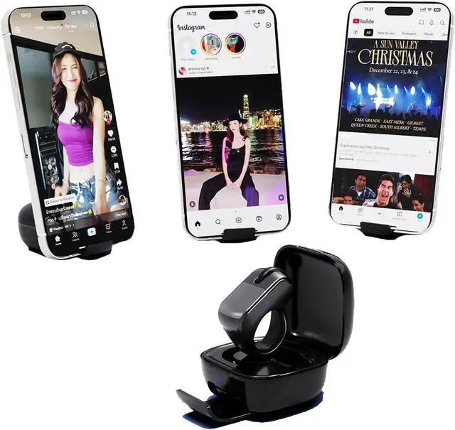 Alt view image 7 of 7 - AirKlc Finger Ring Mouse, Bluetooth Touchpad, Cursor Control, Video Scroll, Compatible with PC, Laptop, Mobile, Tablet