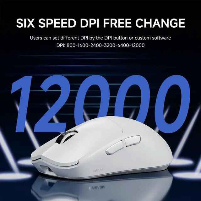 Alt view image 4 of 7 - EWEADN X23Pro Wireless Gaming Mouse, 2.4G/BT5.0/USB-C Esports Gaming Mouse, 49g Lightweight Mouse Gaming, 12000 DPI Wireless Mouse with 6 Programmable Buttons,for Laptop/PC/Mac, White