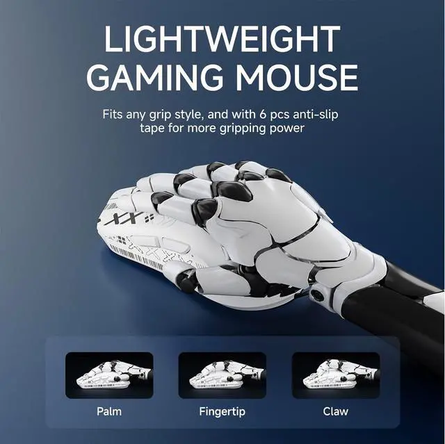 Alt view image 6 of 7 - EWEADN X23Pro Wireless Gaming Mouse, 2.4G/BT5.0/USB-C Esports Gaming Mouse, 49g Lightweight Mouse Gaming, 12000 DPI Wireless Mouse with 6 Programmable Buttons,for Laptop/PC/Mac, White
