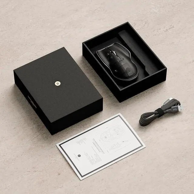 Alt view image 7 of 7 - LUNAR ARTEFACTS Wireless Bluetooth Computer Mouse in Black on Black Chroma - Rechargable with Ambidextrous and Ergonomic Multi Surface Tracking