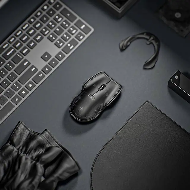 Alt view image 6 of 7 - LUNAR ARTEFACTS Wireless Bluetooth Computer Mouse in Black on Black Chroma - Rechargable with Ambidextrous and Ergonomic Multi Surface Tracking