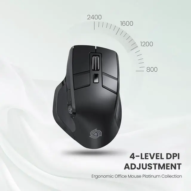 Alt view image 4 of 6 - Ergonomic Silent Wireless Mouse 2.4GHz Bluetooth- for Computer Laptop Tablet,Multi-Device Toggle,OLED Display,Adjustable DPI, Full Size, 9 Buttons,Rechargeable, MKE-602, Black