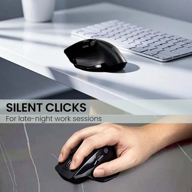 Alt view image 5 of 6 - Ergonomic Silent Wireless Mouse 2.4GHz Bluetooth- for Computer Laptop Tablet,Multi-Device Toggle,OLED Display,Adjustable DPI, Full Size, 9 Buttons,Rechargeable, MKE-602, Black