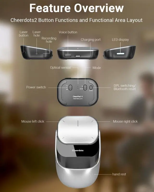 Alt view image 6 of 7 - Cheerdots2 Recording Touchpad Bluetooth Mouse, Presentation Mode, Magnetic Detachable Design, Smart Software Control, Portable for Meetings & Work, Intelligent Audio Recording & Saving(Voice Record)