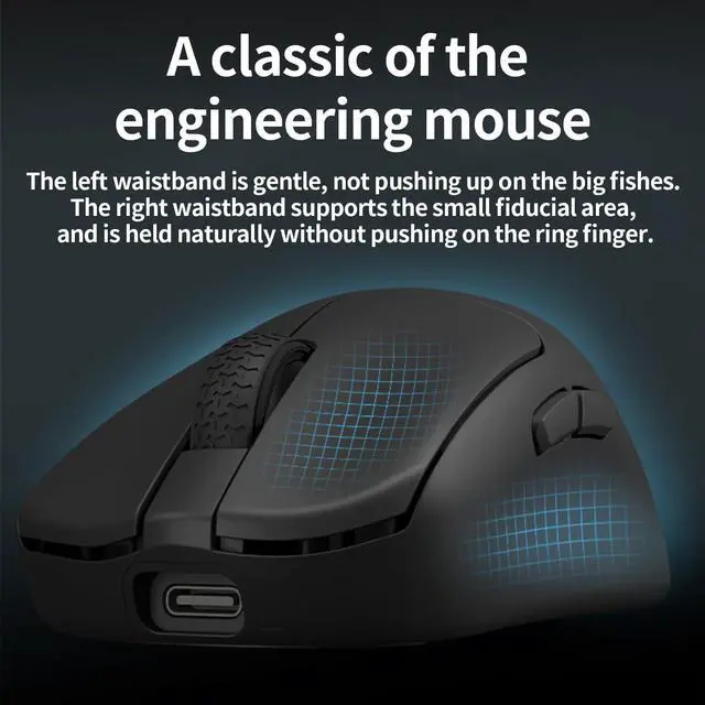 Alt view image 5 of 7 - Darmoshark N7 Wireless Gaming Mouse,Tri-Mode 8K/USB-C/Bluetooth,Up to 30000DPI,PAW3950 Optical Sensor Lightweight 49g,5 programmable Button,Computer Mouse for Laptop,PC,Mac(Black)