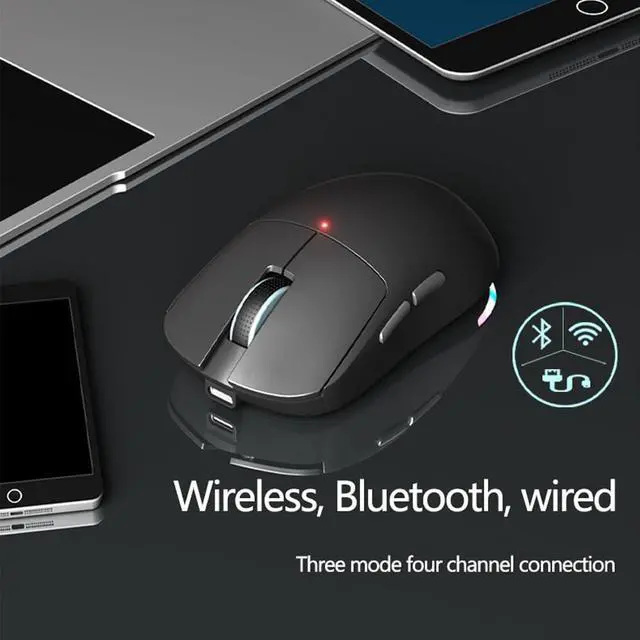 Alt view image 5 of 7 - XT624 Wireless Bluetooth Mouse, LED Rechargeable Ergonomic with Multi Mode 2.4G Wireless USB +BT1+BT2, Portable Bluetooth Mouse for Laptop PC Computer (White)