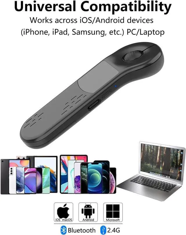 Alt view image 7 of 7 - Air Mouse for PC/iOS/Android with Touchpad Bluetooth 2.4G Remote Control for PowerPoint/Keynote/Tiktok/Camera/Kindle App Rechargeable Wireless Presentation for PPT Pointer (Black)