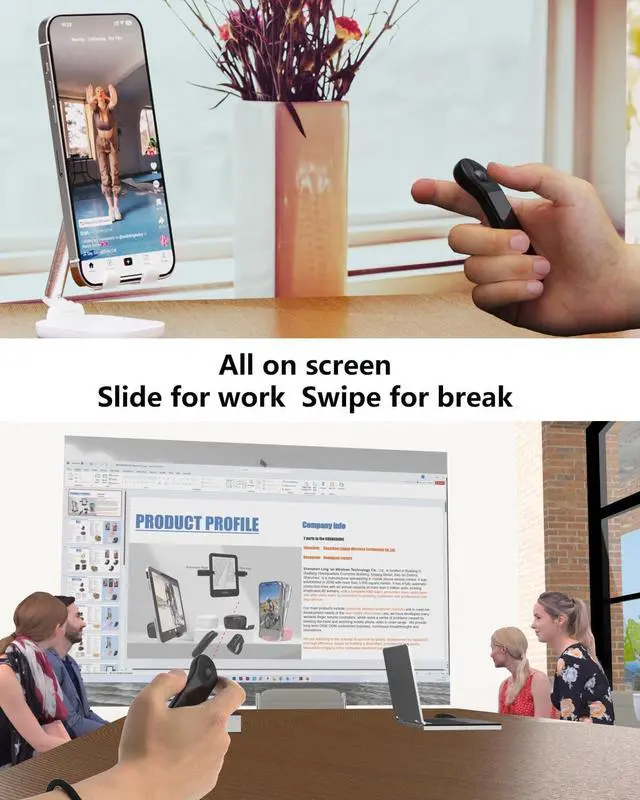 Alt view image 3 of 7 - Air Mouse for PC/iOS/Android with Touchpad Bluetooth 2.4G Remote Control for PowerPoint/Keynote/Tiktok/Camera/Kindle App Rechargeable Wireless Presentation for PPT Pointer (Black)