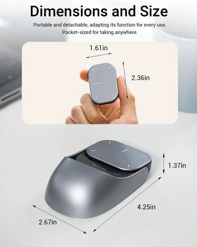 Alt view image 7 of 7 - Cheerdots2 Recording Touchpad Bluetooth Mouse, Presentation Mode, Magnetic Detachable Design, Smart Software Control, Portable for Meetings & Work, Intelligent Audio Recording & Saving(Voice Record)