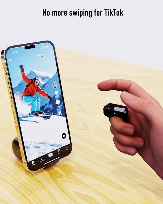 Alt view image 6 of 7 - TikTok Scrolling Ring with Touchpad, Finger Silent Air Mouse, Remote Control for TikTok/YouTube Shorts/Instagram Reels, Bluetooth Page Turner for iPad/Kindle App/iPhone/Android/PC (Black)