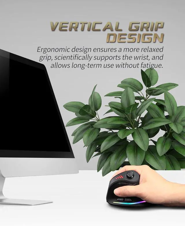 Alt view image 4 of 7 - JOMAA Triple Mode Wireless Gaming Mouse - 24000 DPI, Bluetooth 5.0, 2.4GHz, Wired RGB Ergonomic Mouse with 12 Programmable Buttons for laptops, Desktop Computers, Tablets