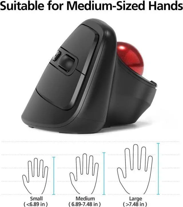 Alt view image 6 of 7 - MicroPack Ergonomic Wireless Mouse with Trackball and 5 Adjustable DPI, Easy Thumb Control, Precise & Smooth Tracking. Update Bluetooth Medium-Sized Right Hand Mouse for Laptop, PC, Mac, Windows