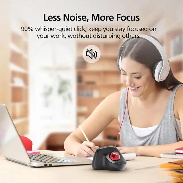 Alt view image 7 of 7 - MicroPack Ergonomic Wireless Mouse with Trackball and 5 Adjustable DPI, Easy Thumb Control, Precise & Smooth Tracking. Update Bluetooth Medium-Sized Right Hand Mouse for Laptop, PC, Mac, Windows