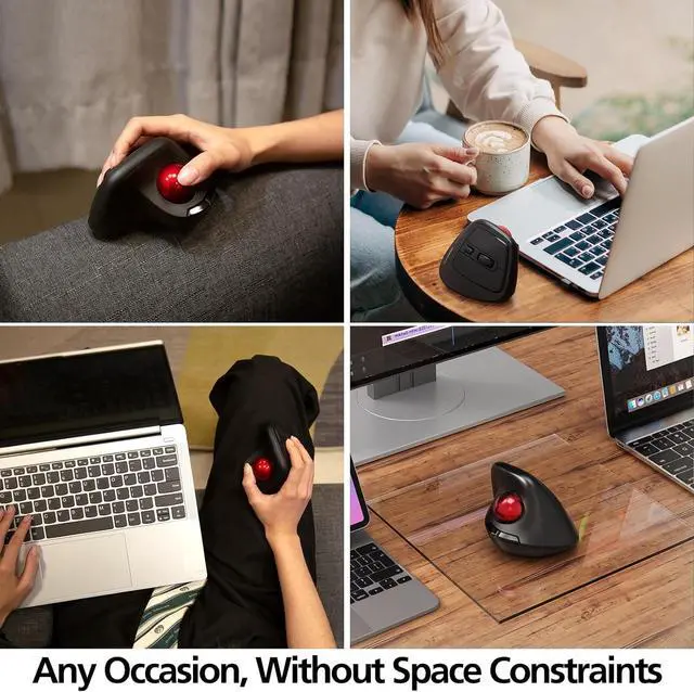 Alt view image 5 of 7 - MicroPack Ergonomic Wireless Mouse with Trackball and 5 Adjustable DPI, Easy Thumb Control, Precise & Smooth Tracking. Update Bluetooth Medium-Sized Right Hand Mouse for Laptop, PC, Mac, Windows