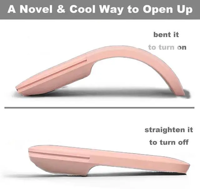 Alt view image 4 of 7 - PCTC Arc Touch Mouse,Compatible with Microsoft Surface Arc Mouse Folding Mouse FHD-00001/FHD-00002/FHD-00003 Portable Foldable Mouse Silent Folding Arc Mouse for Computer Mac OS Laptop Notebook (Pink)