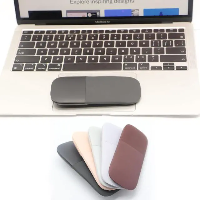Alt view image 5 of 7 - PCTC Arc Touch Mouse,Compatible with Microsoft Surface Arc Mouse Folding Mouse FHD-00001/FHD-00002/FHD-00003 Portable Foldable Mouse Silent Folding Arc Mouse for Computer Mac OS Laptop Notebook (Pink)