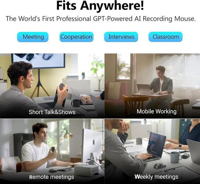 Alt view image 5 of 7 - 2025 New Wireless Mouse - 2 in 1 Detachable Computer Mouse, Presenter Presentation Pointers Remote with Laser, Ultra-Lightweight, Compatible with PC/Mac/Laptop (No ChatGPT, No Recording, Silver)