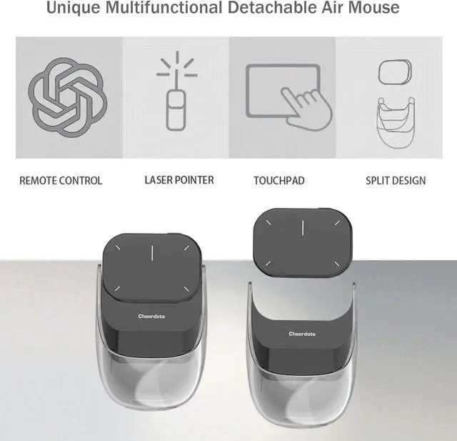 Alt view image 3 of 6 - Cheerdots2 Bluetooth Detachable Air Mouse Touchpad Mouse & Wireless Presenter, Voice Control, and Laser Pointer  Detachable, Perfect for Mac & Windows (CHP04 Recording)
