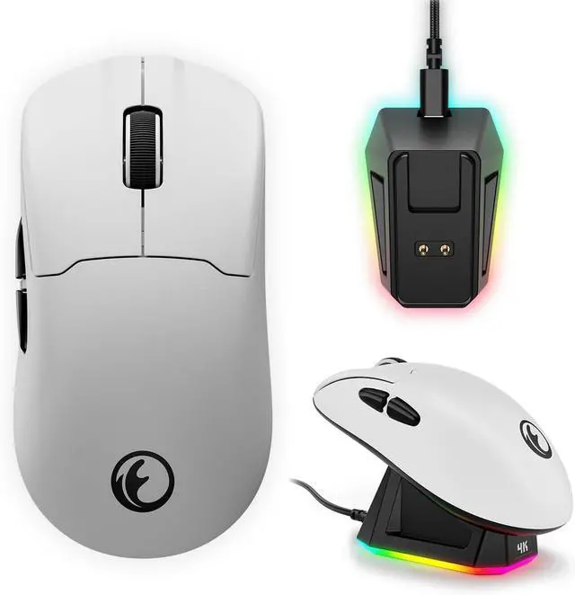 Main image of G63 2.4G/BT/Wired Tri-Mode 4K Wireless Gaming Mouse, PAW3395 Sensor, 58g Lightweight, 4000 Polling Rate, 26K DPI, 5 Programmable Buttons, RGB Magnetic Charging Dock with Wireless Receiver