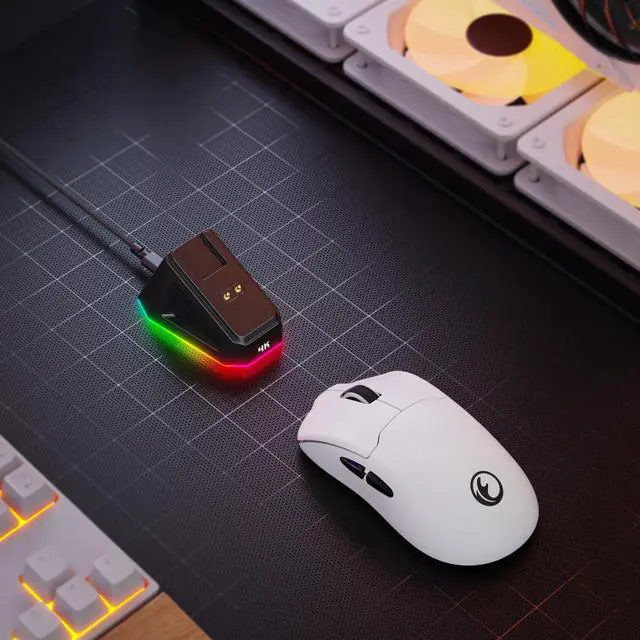 Alt view image 7 of 7 - G63 2.4G/BT/Wired Tri-Mode 4K Wireless Gaming Mouse, PAW3395 Sensor, 58g Lightweight, 4000 Polling Rate, 26K DPI, 5 Programmable Buttons, RGB Magnetic Charging Dock with Wireless Receiver