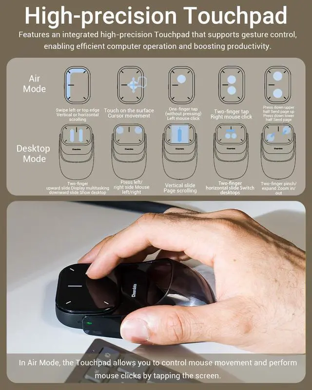 Alt view image 7 of 7 - Cheerdots2 Touchpad Bluetooth Mouse with Presentation Mode, Detachable & Portable Design, Smart Software Control, Wireless Mouse for Meetings, Remote Work & TravelBasic