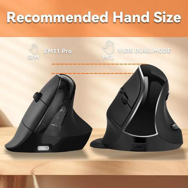 Alt view image 6 of 6 - Eelexa Wireless Ergonomic Vertical Mouse with OLED Screen Display for Right Hand, Rechargeable Bluetooth Optical Computer Mice,Compatible with Windows MAC OS (White)